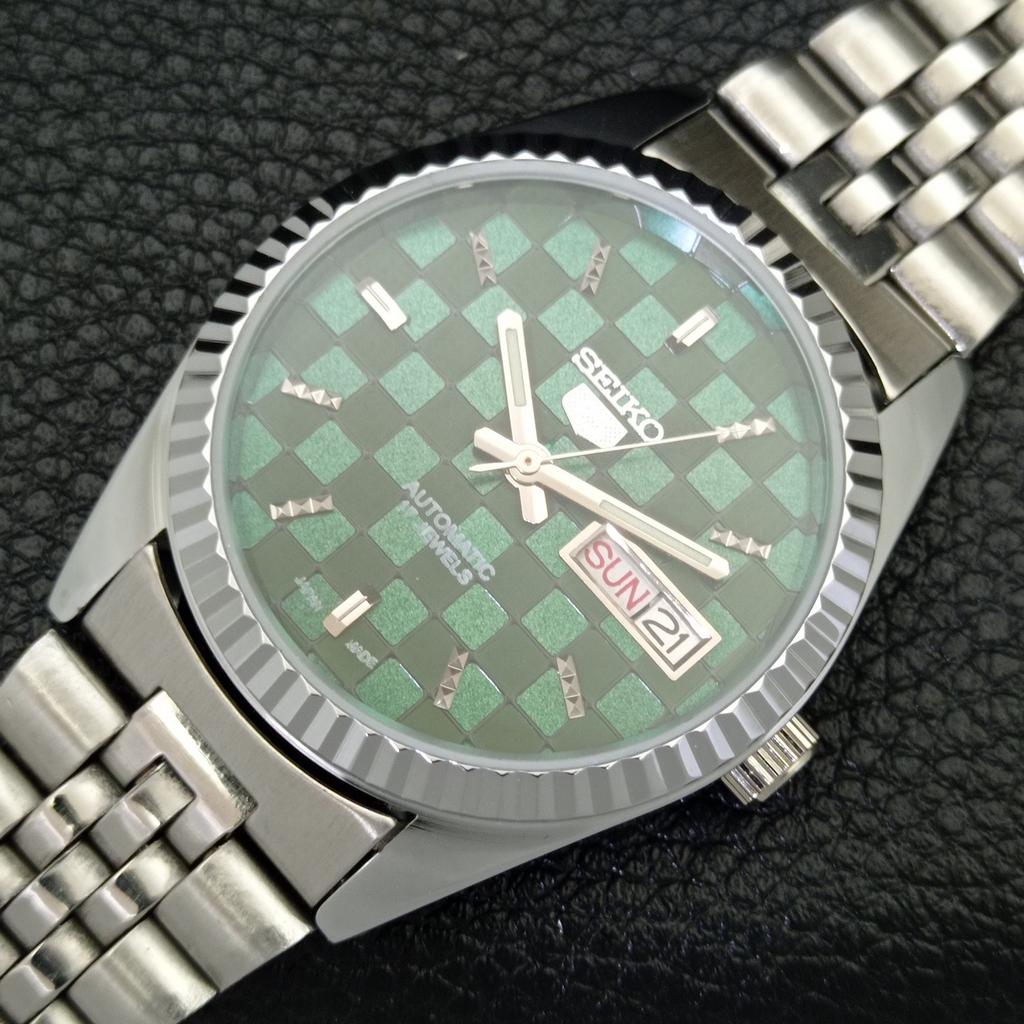VINTAGE REFURBISHED SEIKO 5 AUTOMATIC JAPAN MENS GREEN DIAL WATCH a440365-4 Sk-a440365-1