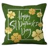 Home Cushion Cover St. Patrick's Day Pillowcase Four-leaf Clover Plaid Sofa Cushion Cover