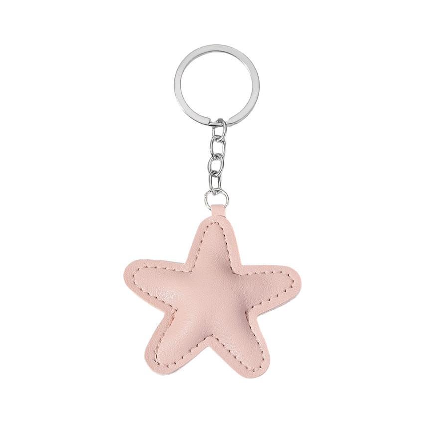 

Unisex New Solid Color Five-Pointed Star Keychain With Star Pendant Couple Gift Bag Decoration Hanging Ornament рожевий