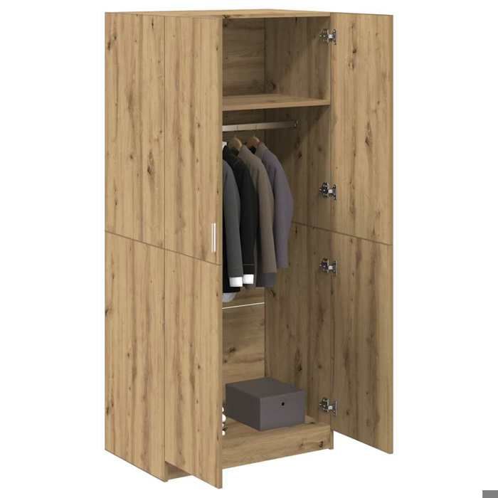 VidaXL Garde-robe chêne artisanal 80x52x180 cm bois d'ingénierie, placard, rangement pour vêtements, armoire en tissu, 855883