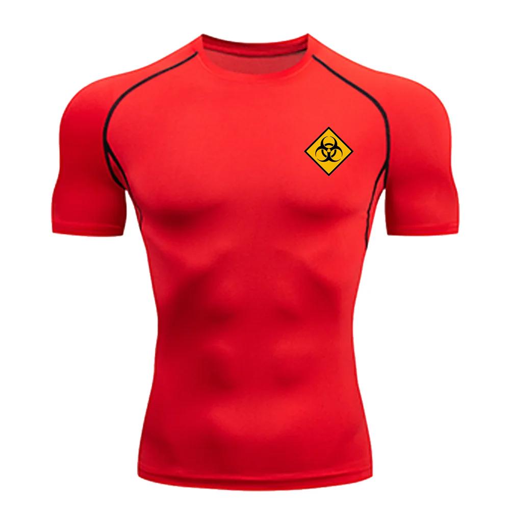 Men's Printed Short-sleeved T-shirt Quick-drying Sports Compression Shirt Bottoming Fitness Running Breathable Top Summer S-3XL