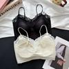 Spring and Summer New French Lace Collar Small Suspender Ultra-thin Back Underwear Women's Vest Fixed Cup Bra