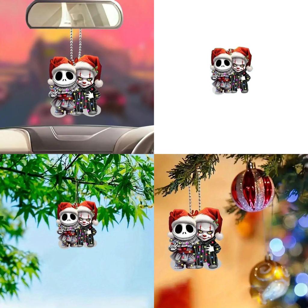 Car Decor Acrylic Halloween It Clown Pendant With Cartoon Design For Vehicle Interior Accessories