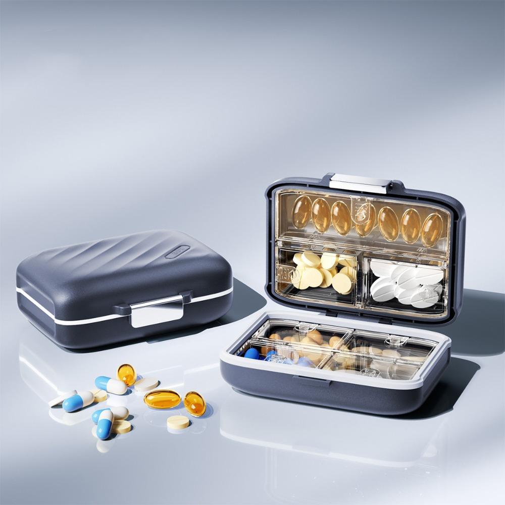 

Double-layered Medicine Tablet Organizer Large Capacity Pill Container Box New Weekly Pill Case темно-синий