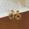 2025 Autumn/Winter Gold Irregular Leopard Print Geometric Stud Earrings - High-End Niche Design