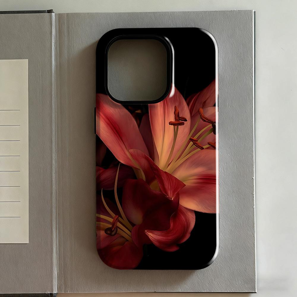 

Clmj Red Floral Art Phone Case For Samsung Galaxy A56 A36 A26 S26 S25 S24 S23 S20FE Ultra Plus 5G Luxury Double-layer Back Cover Samsung A16