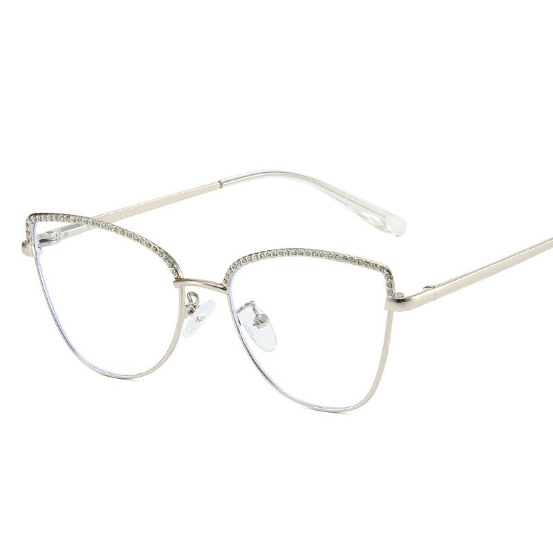 Rhinestone Decoration Women Eyeglasses Cat Eye Shape Anti Blue Light Glasses Frame High Quality Eyeglass Frames for Women
