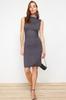 Women's Fashion Casual Sleeveless Mini Multicolor Tulle Fitted Body-Fitting Mini Gathered Zero Sleeve Flexible Knitted Dress