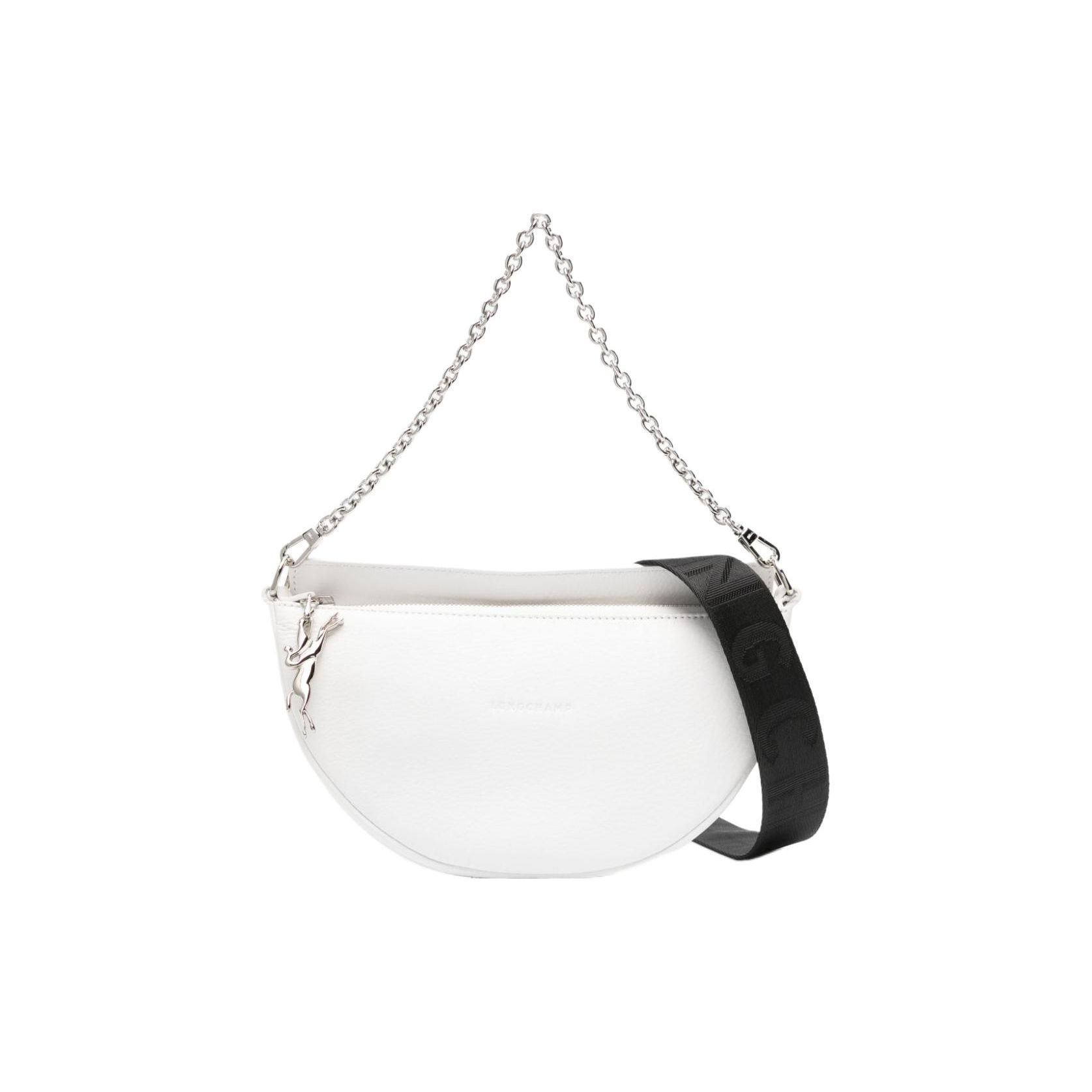 

Longchamp Smile Embossed Logo Chain Zip Closure Calfskin Underarm Bag Women Shoulder Bag White 10224HDS007 Basic Set (Bag+Dust Bag)