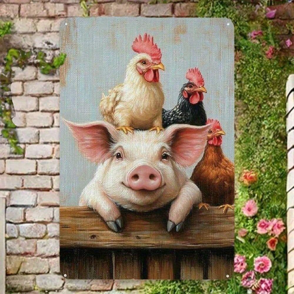 Metal Wall Art Vintage Farm Animals Poster for Living Room Decor