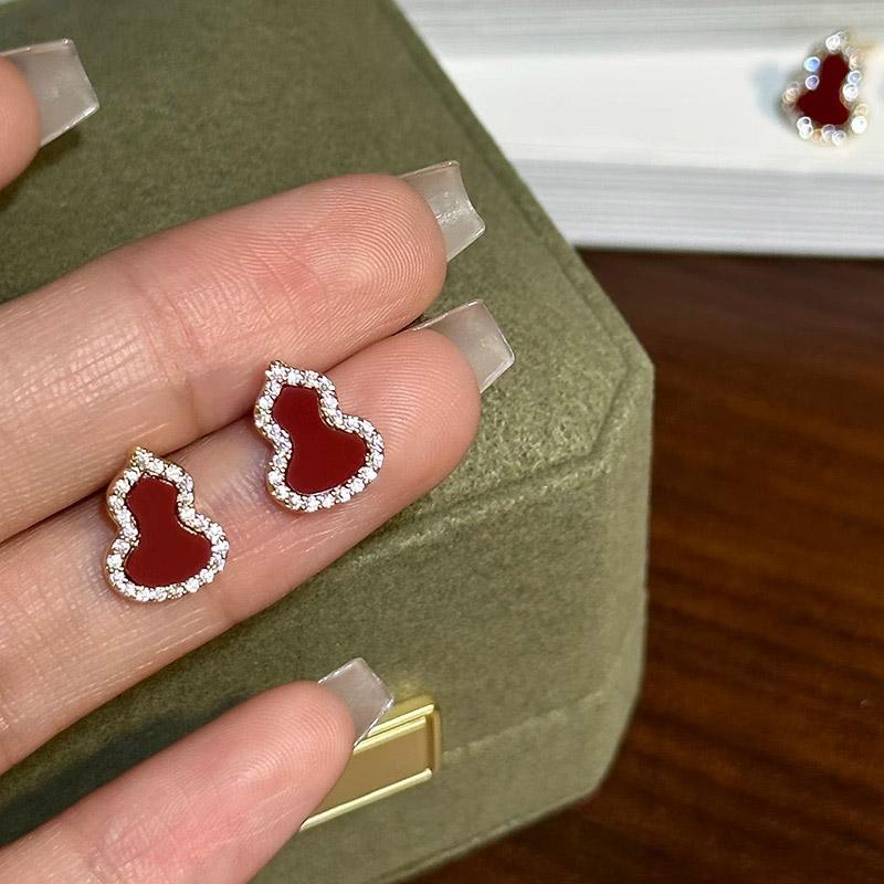 Red Gourd Earrings for Women New Hot Red Atmospheric Earrings