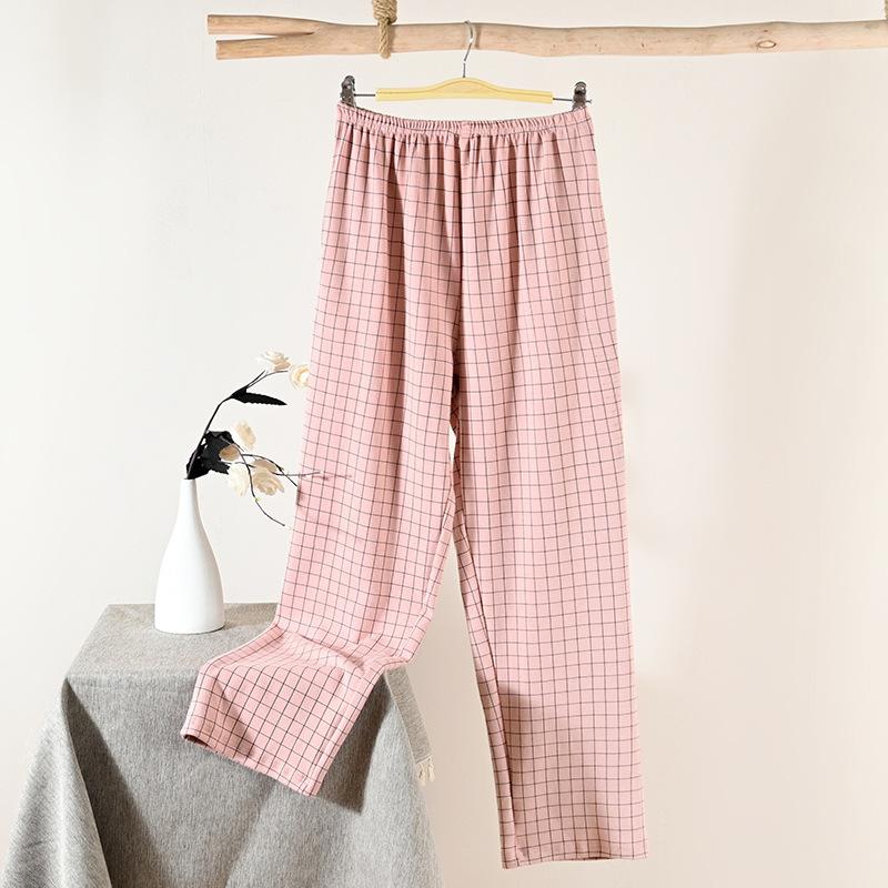 Women's Spring and Autumn Thin Loose-fitting Plus Size Pants That Can Be Worn Outside Middle-aged Mother's Plaid Home Pants