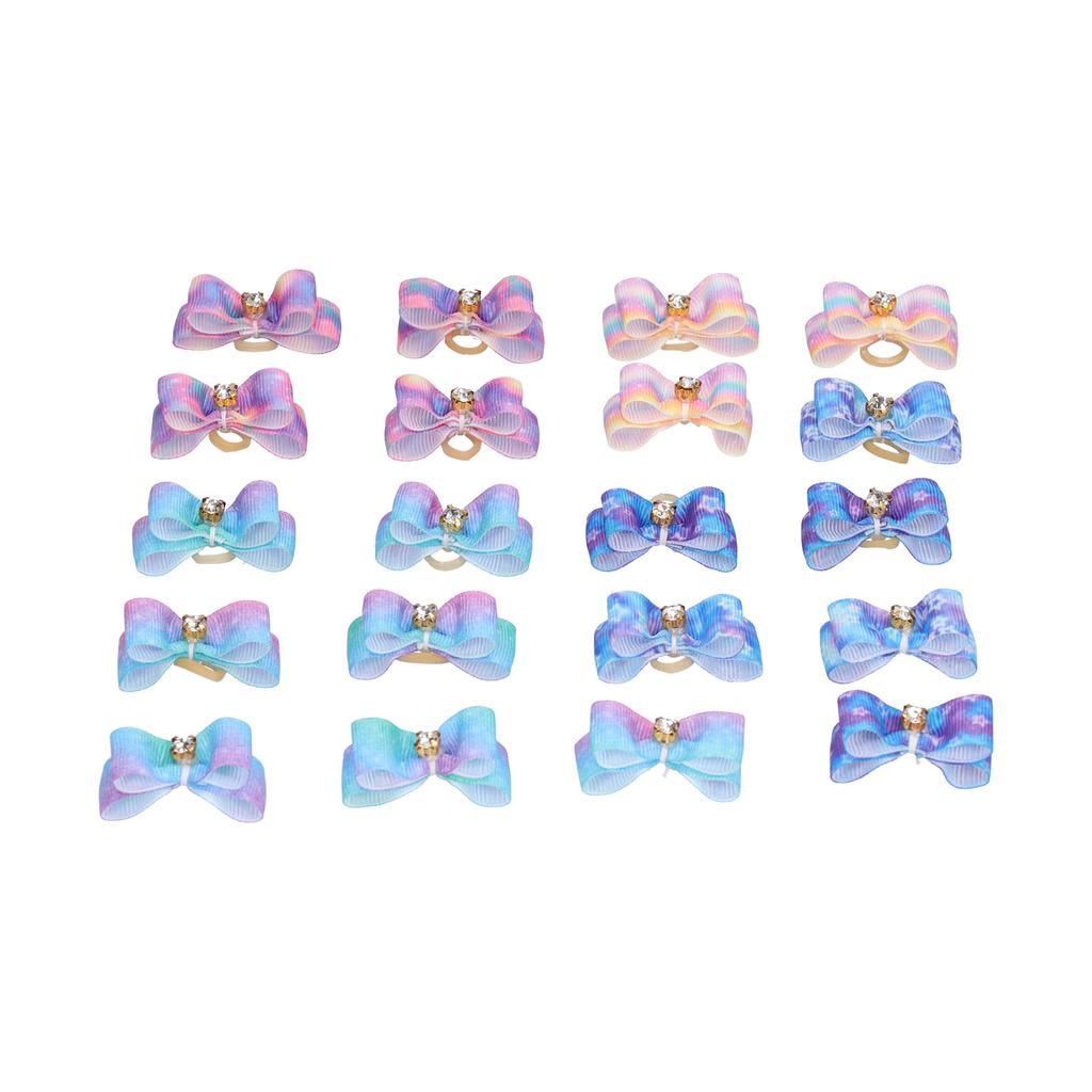 Pet Bowknot Hair Rope Starry Sky Bow Rubber Bands Pet Grooming Headwear for Little Pet Rabbit