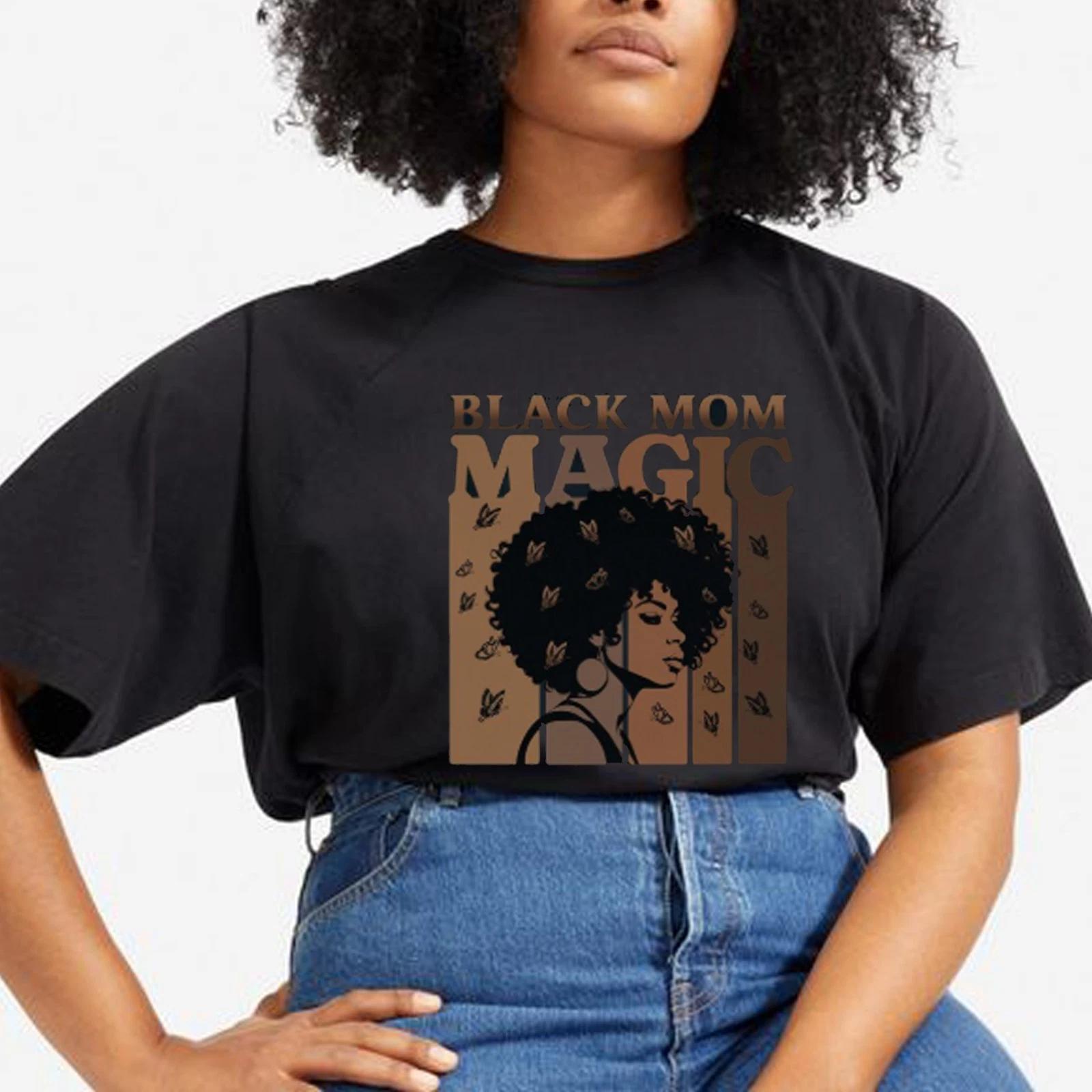 Черная футболка  Магическая Мама , Ретро футболка  Королева Афро , Подарок на День Матери для Мамы, Жены S