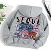 Seoul Smukke Landskaber Print Kvinder Varme Behagelige Hættetrøjer Enkle Street Pullover Vintertøj Kvinder Streetwear Kvinder