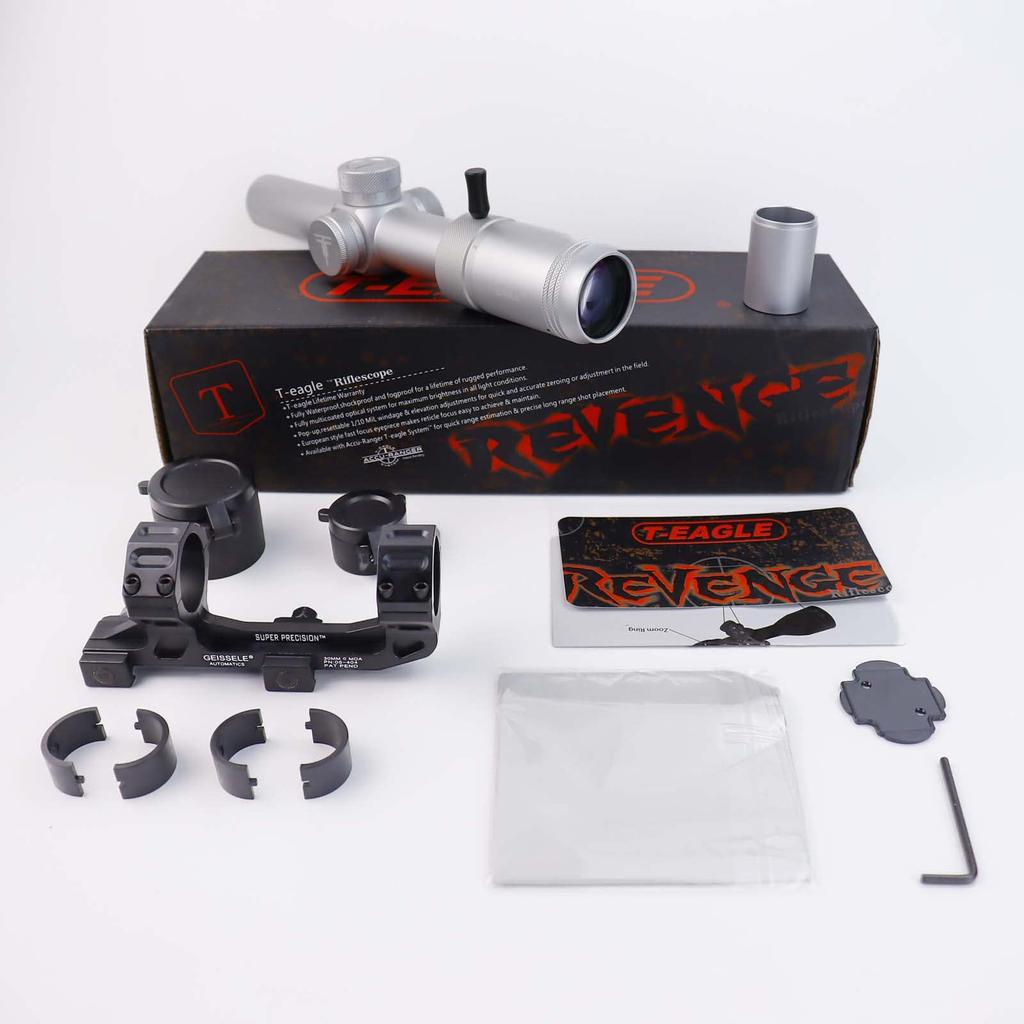 T-EAGLE 1.2-6x24IR Riflescope, RHK-SL Variable Magnification, Short Scope, Mil-Dot, One-Piece Mount (SL)