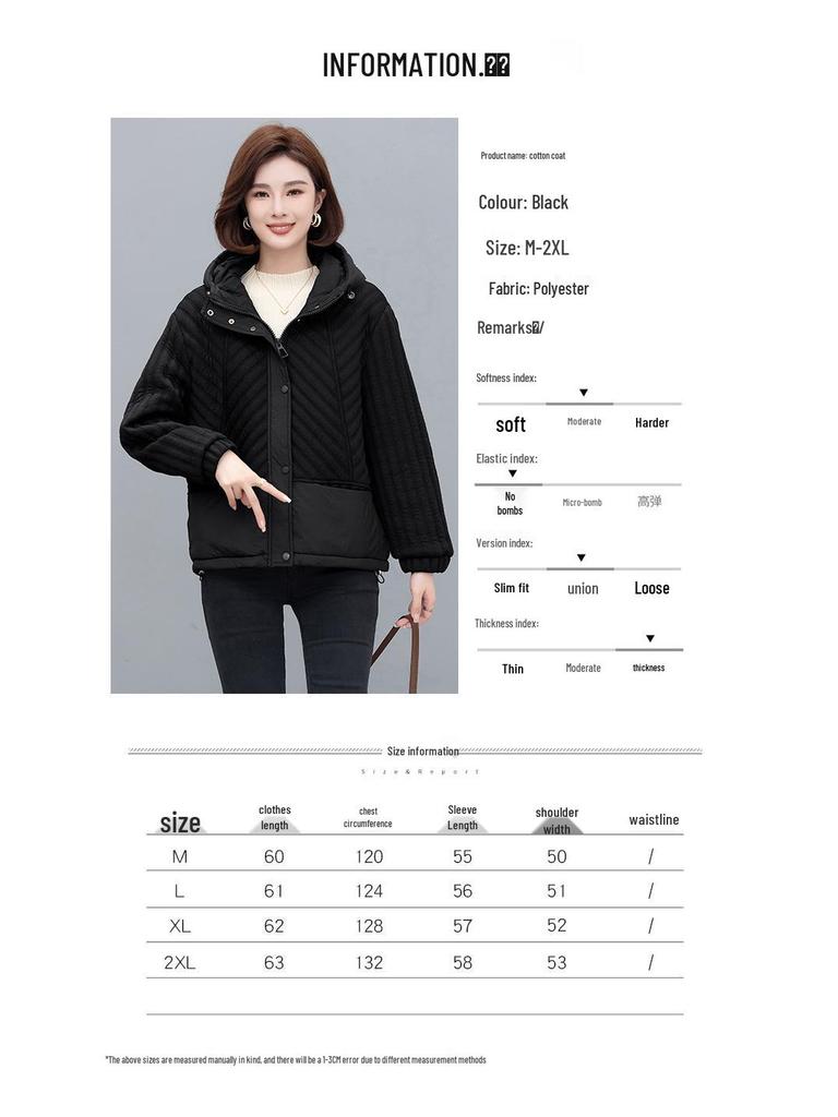 Women's 2024 Winter Hooded Cotton Jacket - Loose, Plus-Size, Thickened Casual Coat for Middle-Aged Moms