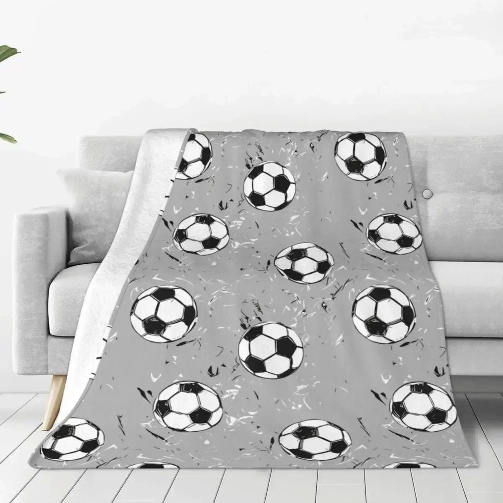 Footballs Soccer Blanket Coral Fleece Plush Spring Autumn Portable Super Soft Throw Blankets for Home Couch Bedspread