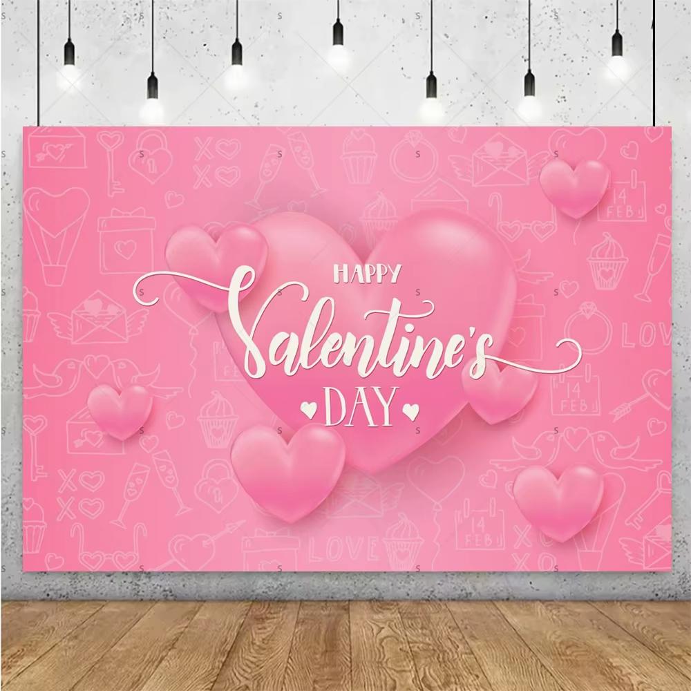Balloon Red Love Heart Rose Background Happy Valentines Day Backdrop Supplies Valentines Day Party Decoration Photo Shoot Pro