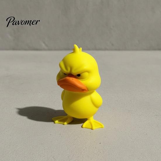 Lustige Auto-Armaturenbrett-Dekoration 3D-gedruckte gelbe Entenfigurine, Statue mit lebendigen Ausdrücken, Schreibtisch-Ornament für das Büro, niedliche Miniatur-Ornamente