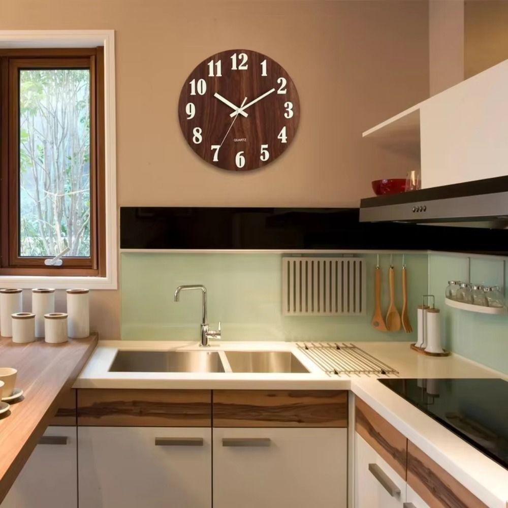 Wood Grain Luminous Wall Clock Fashion Quartz Wall Clock Silent Digital Clock  Wall Decor