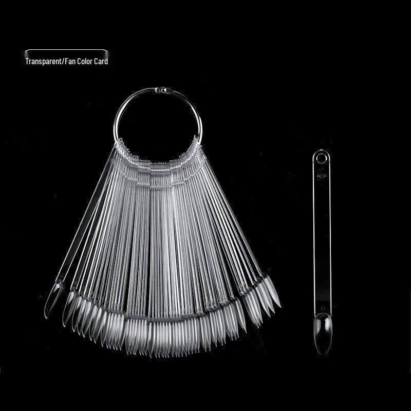 

Веер для демонстрации нейл-арта на 50 цветов - Японский круглый наконечник, прозрачный гель-лак, образцы типсов