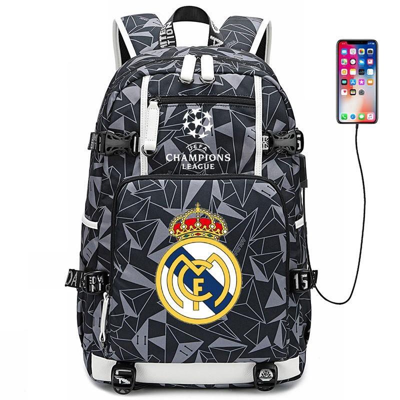 Fußball Rucksack Herren Damen - Dortmund Manchester City Liverpool FC Fan Sporttasche Mit USB-Anschluss