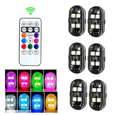 RGB LED Strobe Light for Car Motorcycle Universal Wireless Remote Warning Decor Lamp R Indicator USB Rechargeable 8 Colors
