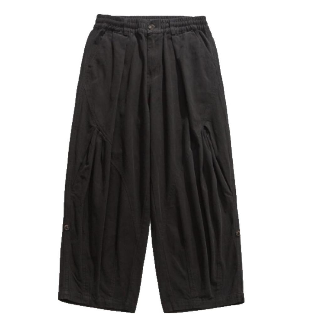 Retro Elastic Waist Tooling Trousers for Men and Women, Spring and Autumn American Trendy Brand Casual Loose Wide-leg Trousers for Men