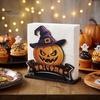 Fall Table Decor Halloween Wooden Napkin Holder, Ghost Pumpkin Decorative Tabletop Tissue Dispenser, Square Storage Box Paper Organizer for