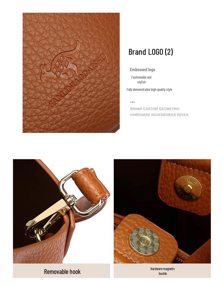 Elegant Women's Versatile Bucket Bag – High-End, Large Capacity, Textured Handbag for Commuting and Practical Use