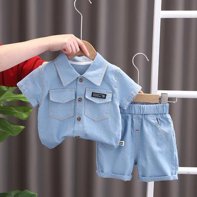 Summer Shirt Boys Collar Short Sleeved Set Children's Workwear Casual Pants Shirt Set