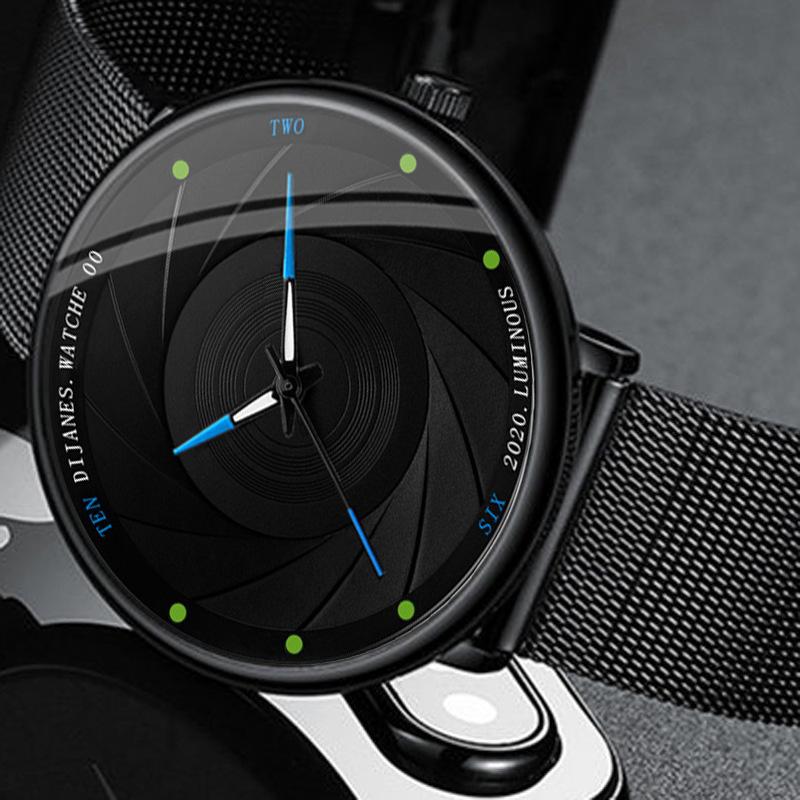 DIJANES 2pcs/set Men's Business Minimalist Quartz Watch Stainless Steel Mesh Band Wrist Watch & Her King Bracelet, Valentine's Day Gift For Him