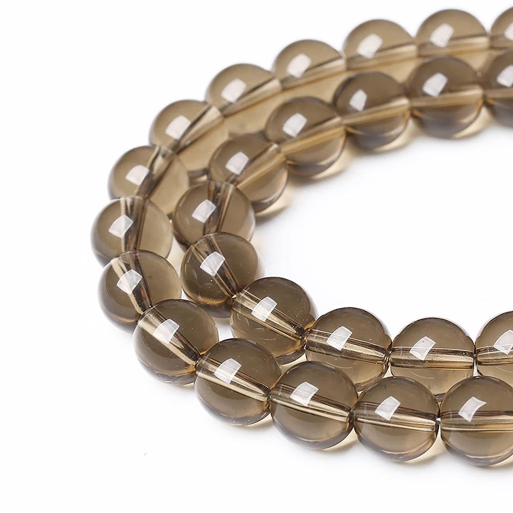 Smoky Crystal Glass Round Beads 15"Strand Smooth Loose Spacer Beads 4/6/8/10/12mm for Jewelry Making DIY Bracelets Accessories