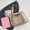 Transparente PVC-Tragetasche mit Reißverschluss-Einsatztasche für Damen, Lässige einfarbige Handtasche für Strandurlaub und Arbeit