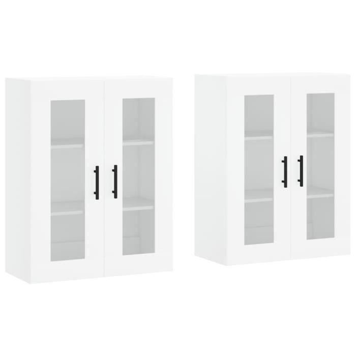 VidaXL Armoires murales 2 pcs blanc bois d'ingénierie 3197961