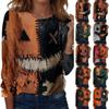 Women's Halloween Print Long Sleeve Neck T-Shirt Casual Top