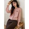 Miu Show Success Collection Embroidered Round Neck Cardigan