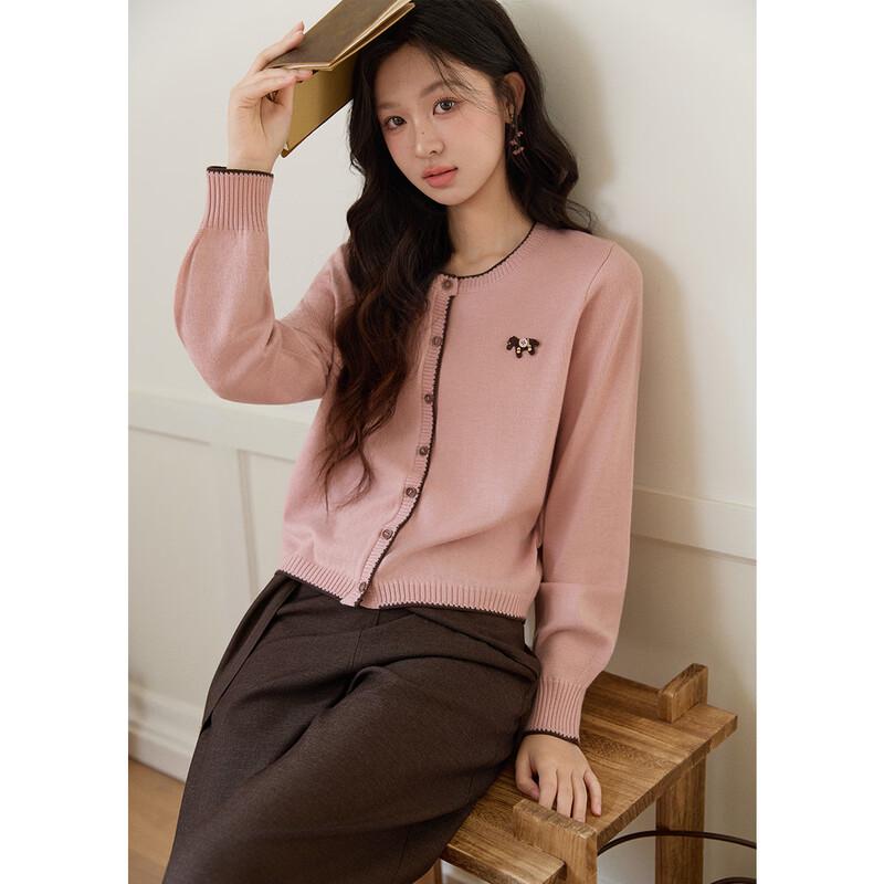 Miu Show Success Collection Embroidered Round Neck Cardigan