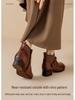2025 Women's Vintage British High-Top Leather Boots - Autumn/Winter Slip-On, Versatile, Comfortable