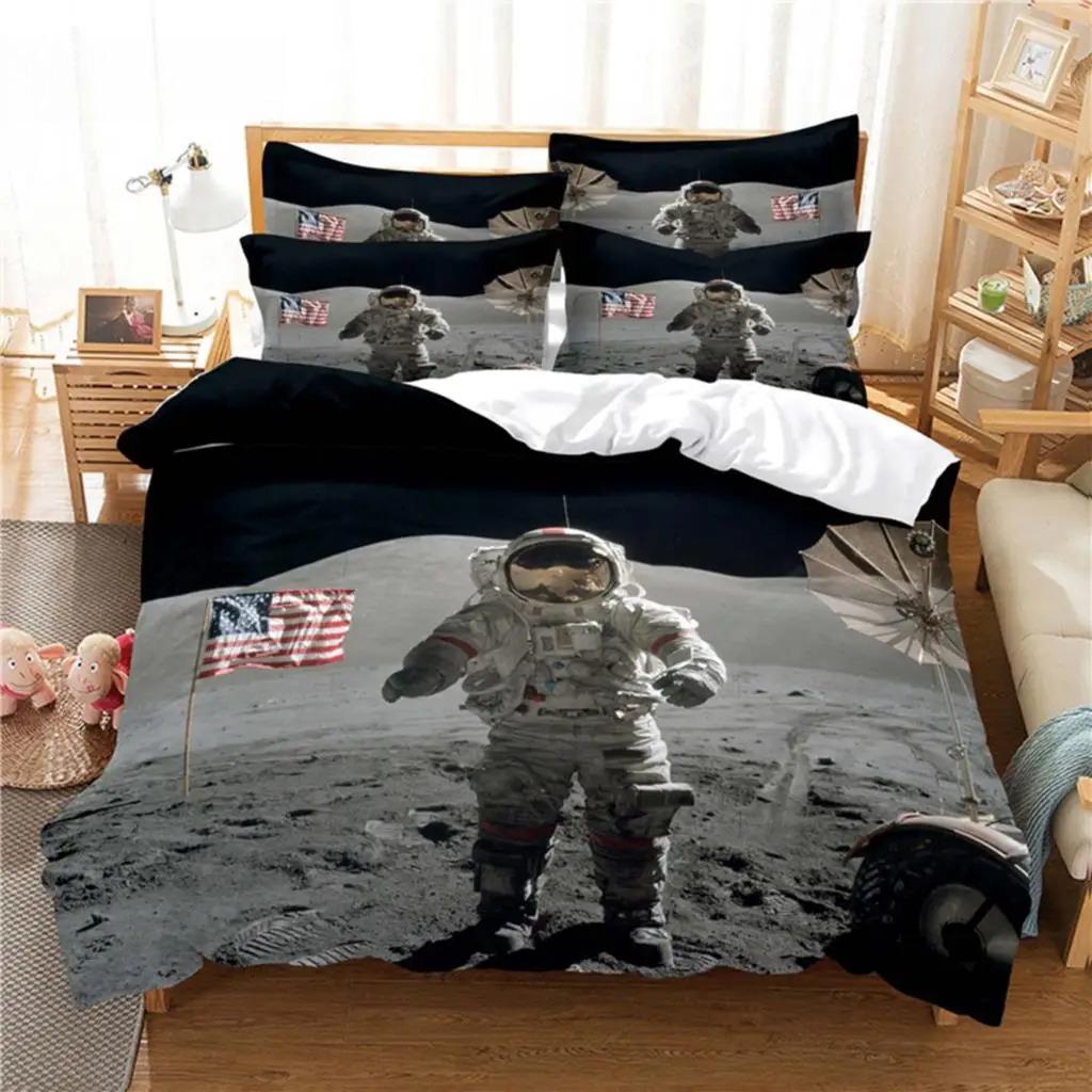 3D Digital Printing Fashion Design Astronaut Bedding Set, Queen Size Duvet Cover Sets