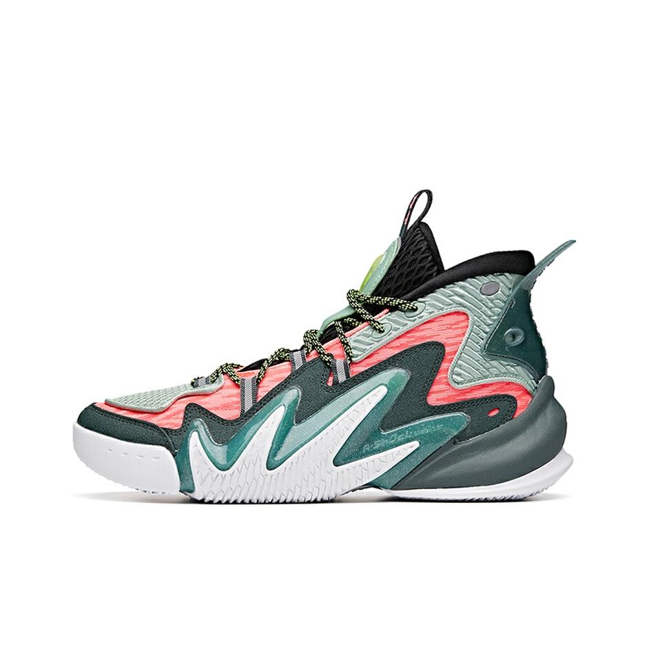 Anta Shock The Game 4 Crazy Tide Herren-Sneakers Grün Pink Schwarz 112031602-1