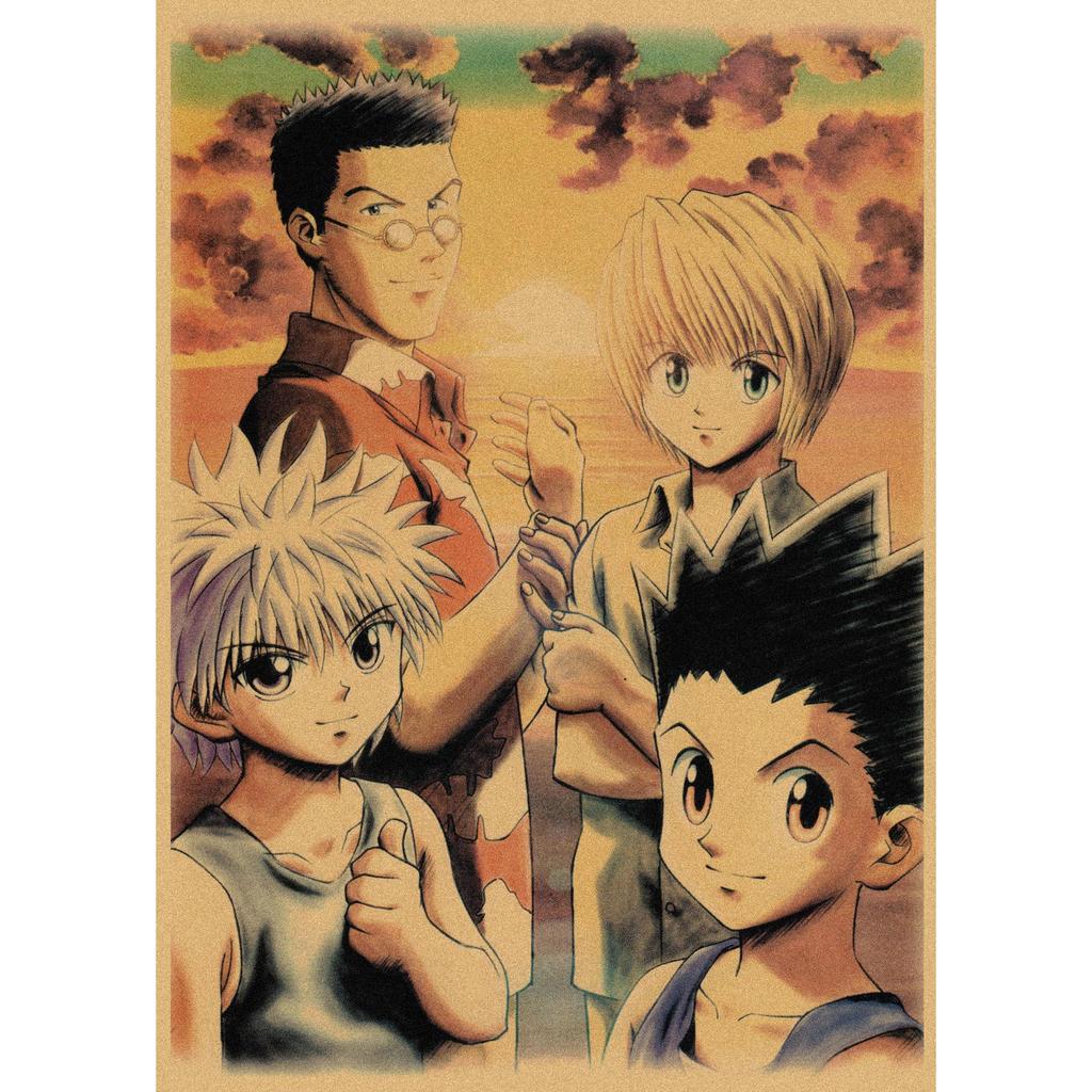 Retro Kraft Paper Wall Poster: Hunter X Hunter Japanese Anime Art for Bar & Cafe Decor
