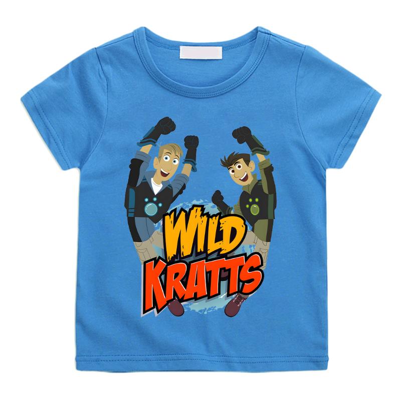 Wild Kratts Cartoon T-Shirt Anime-Druck Neues Baumwoll-T-Shirt Kinder Spaß-Top Abenteuer-Cartoon-Tees Coole Jungen Kurzarm-Kleidung