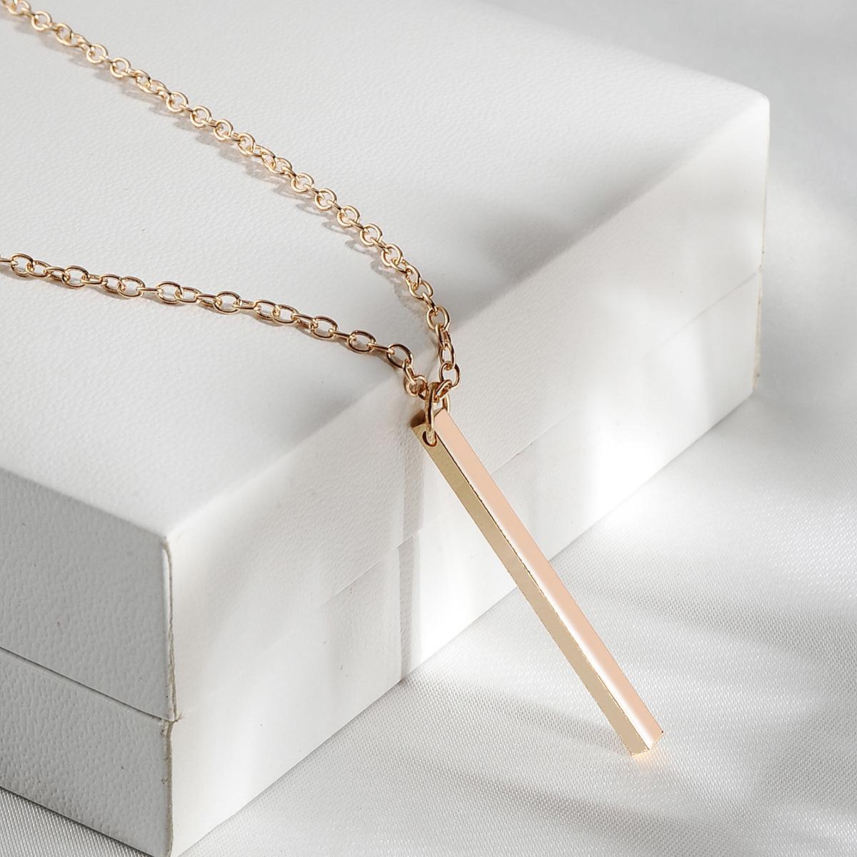 Korean Style Vertical Bar Pendant Necklace for Women золотой