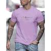 Summer Simple Colorful Letter Print T-shirt Top Breathable Soft Men's O-neck Short Sleeve 2024 Outdoor Sports T-shirts Clothing
