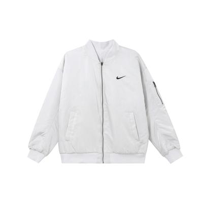 Giacca Reversibile in Cotone con Stampa Logo Grande e Zip Giacca Donna Bianco DV7877-025