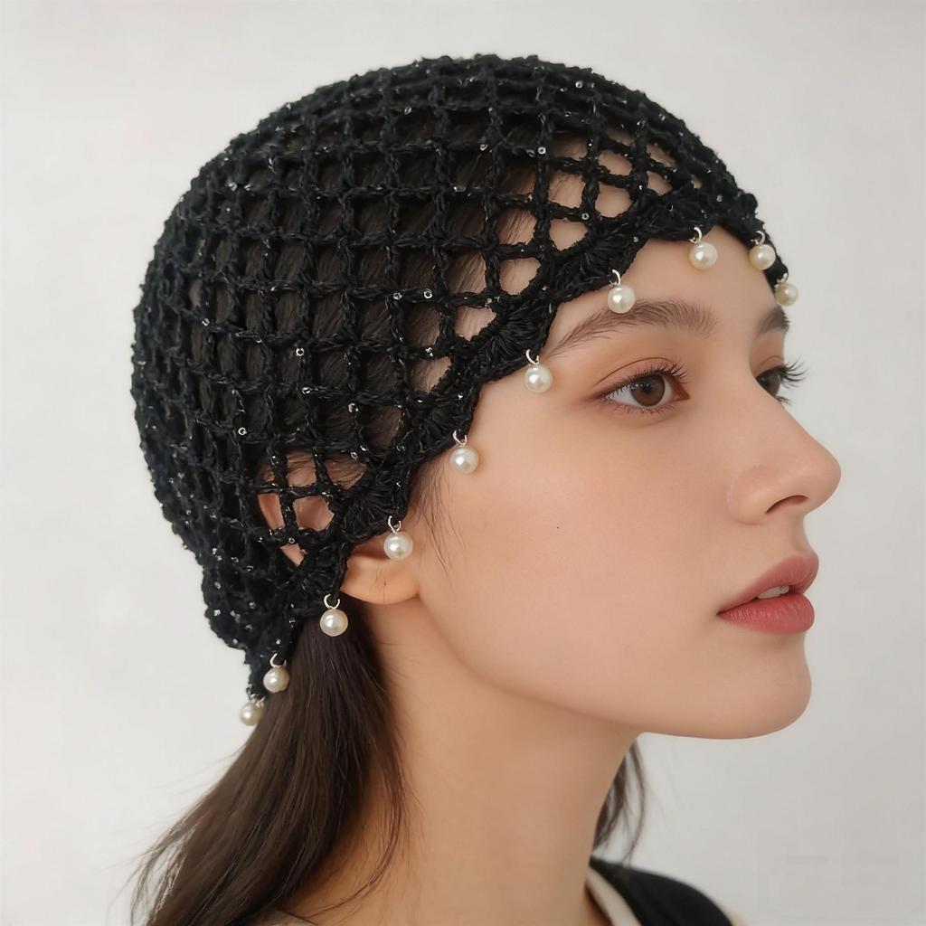 Bohemian Style Handwoven Hollow Bead Women's Knit Pullover Hat