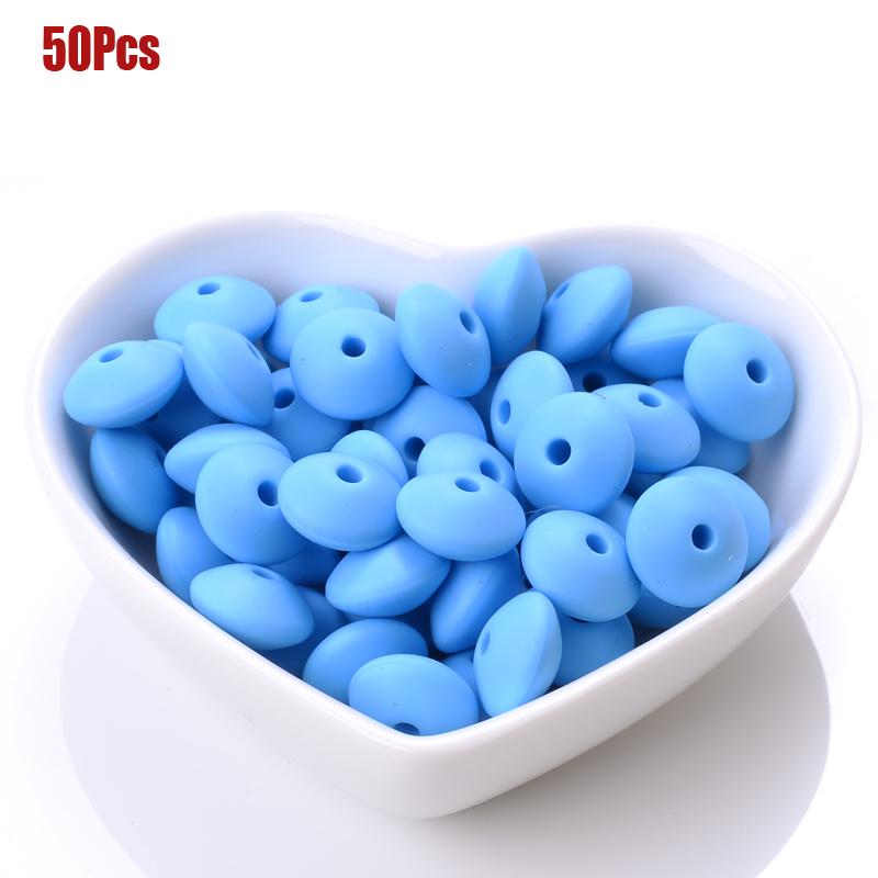 50pcs/lot 12mm Silicone Spacer Beads for DIY Charms Newborn Nursing Accessories Necklace Pacifier Chain Teething Toy BPA Free