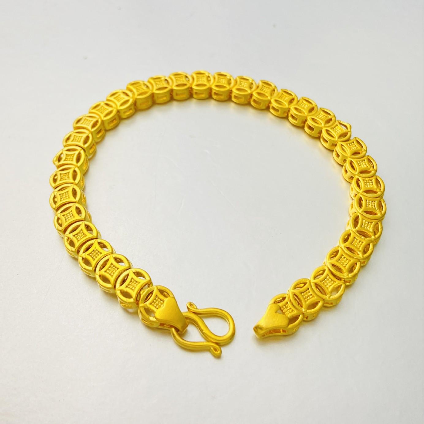 Роскошный браслет из медных монет «Восемь направлений богатства» с золотистым покрытием